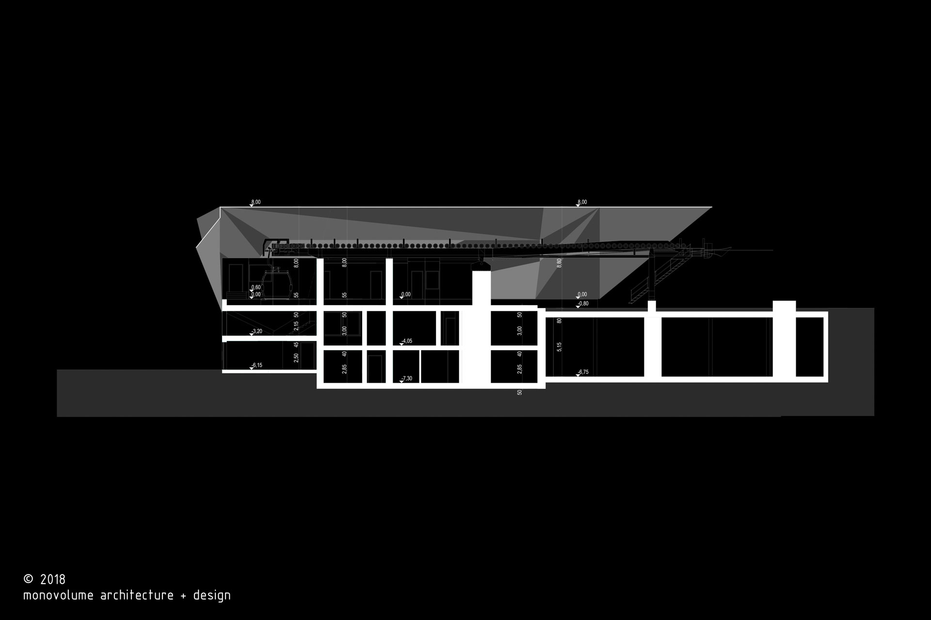 Funicolare Valdaora; Bolzano; Montagna; Infrastruttura montana; Trasporto persone; Impianti sciistici; Rendering architettura; monovolume architecture + design; architettura Alto Adige; architettura moderna; monovolume architetti; concorso architettura