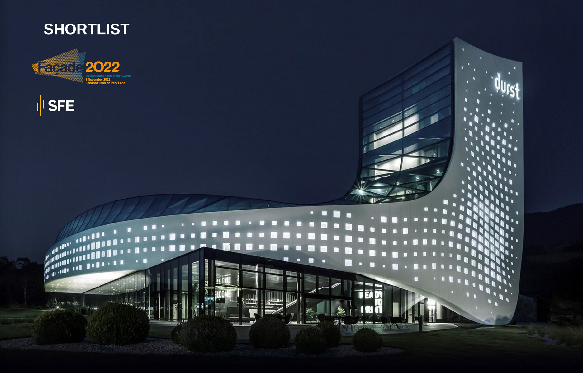 Premio architettura; SFE 2022; Façade 2022 Design and Engineering Awards; Durst Group; Shortlisted; studio monovolume architecture + design; monovolume Bolzano; architettura Alto Adige; studio architettura Bolzano; monovolume architetti