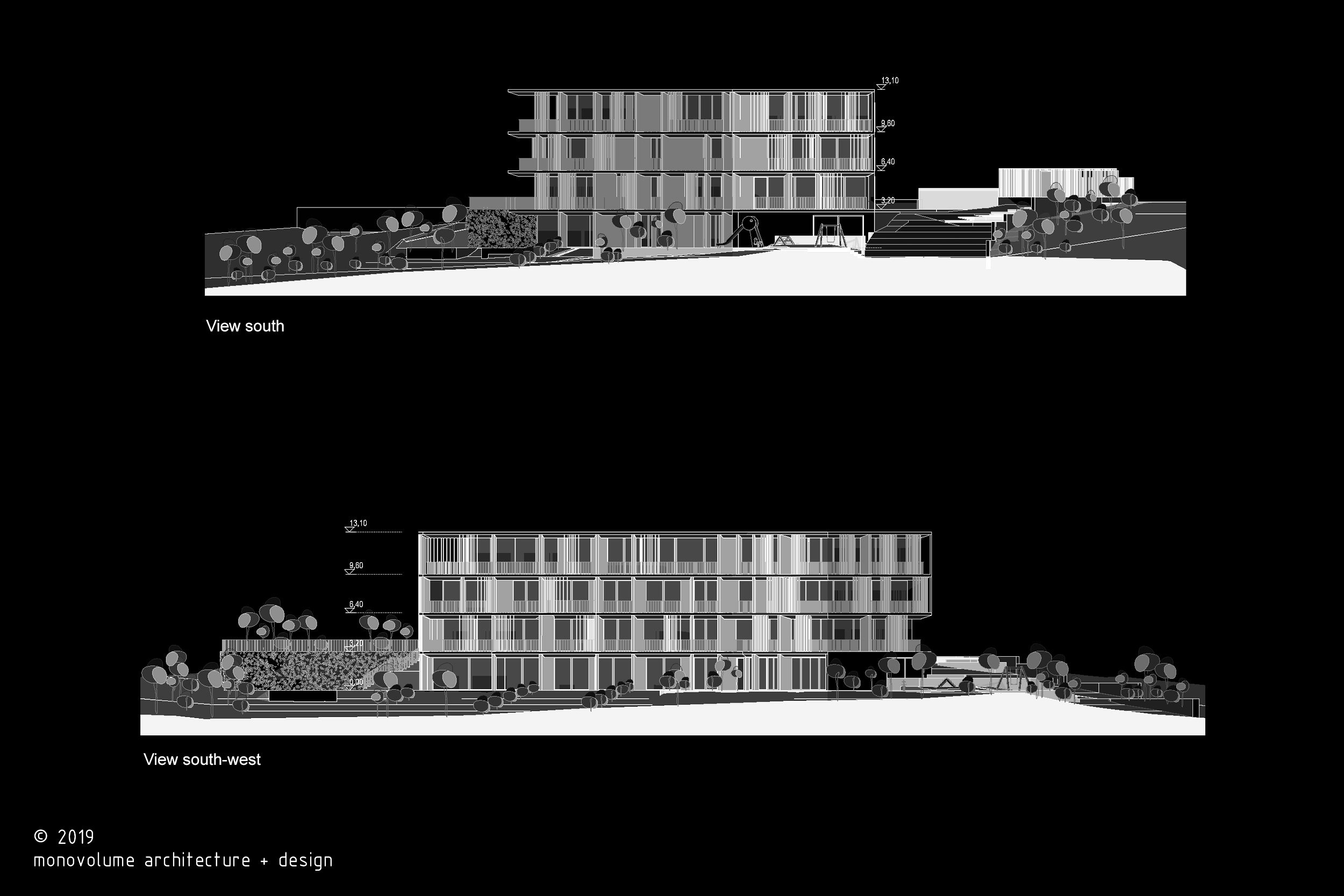 Rentschnerhof; Bolzano; Progetto residenziale; Facciata vetrata; Rendering architettura; Appartamenti; Famiglie; monovolume architecture + design; architettura Alto Adige; architettura moderna; monovolume architetti; concorso architettura