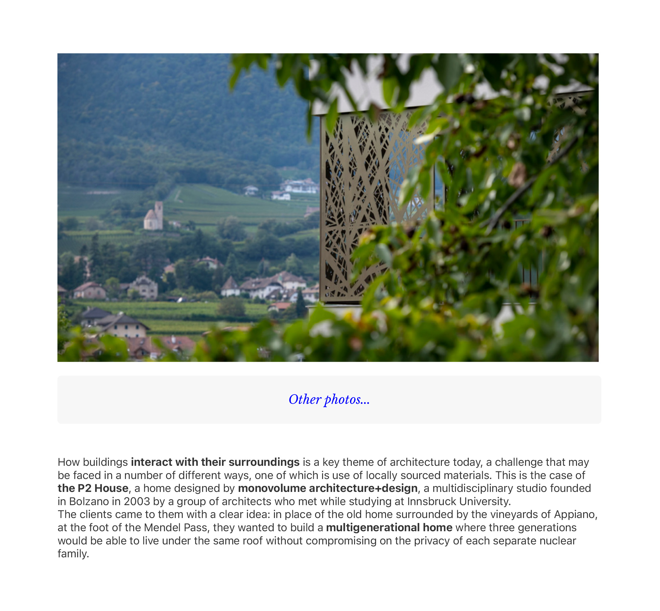 News, Press, pubblicazione, articolo online, editoriale, architettura online, articolo online, abbonamento digitale, riviste architettura contemporanea, pubblicazione di architettura; studio monovolume architecture + design; monovolume Bolzano; architettura Alto Adige; studio architettura bolzano; monovolume architetti